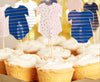 Gold Foiled Pink and Navy Baby Grow Cupcake Toppers 