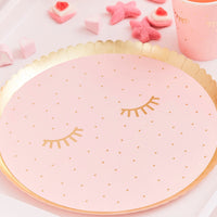 Gold Foiled and Pink Eye Mask Shaped Plates 