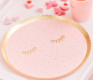 Gold Foiled and Pink Eye Mask Shaped Plates 