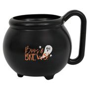 Bats & Boos Halloween "Boos and Brews" Cauldron Shaped 15oz Plastic Mug