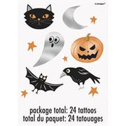 Bats & Boos Halloween Silver Foil Tattoos  24ct