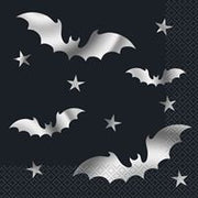 Silver Bats Halloween Luncheon Napkins  20ct - Foil Stamped