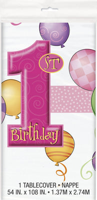 First Birthday Pink Tablecover 1 ct.