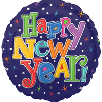 18" Multi-Colored Happy New Year Foil Balloon