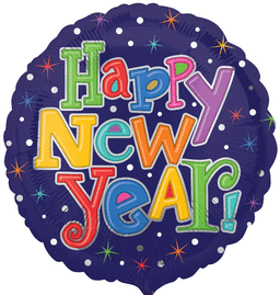 18" Multi-Colored Happy New Year Foil Balloon