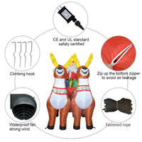 7ft. Christmas Inflatable Santa Reindeer Sleigh Outdoor Decoration with Built-in LED Lights