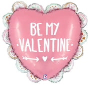 29" Valentine Doodle Ruffle Heart Foil Balloon
