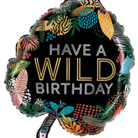30" Wild Birthday Tropical Leaf Foil Balloon