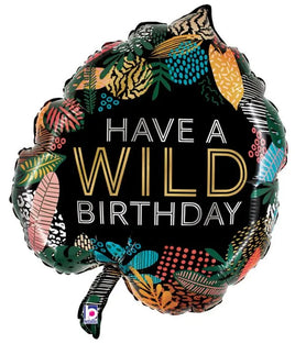 30" Wild Birthday Tropical Leaf Foil Balloon