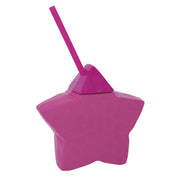 Pink Star Shaped Plastic Cup with Straw
