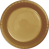 7 in. Glittering Gold Plastic Dessert Plates 20 ct