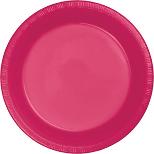 7 in. Hot Pink Plastic Dessert  Plates 20 ct 