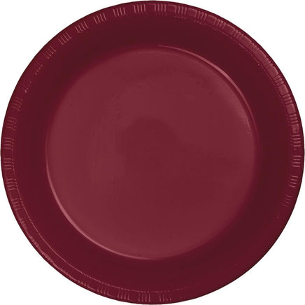 BURGUNDY PLASTIC DESSERT PLATES 20 CT. 