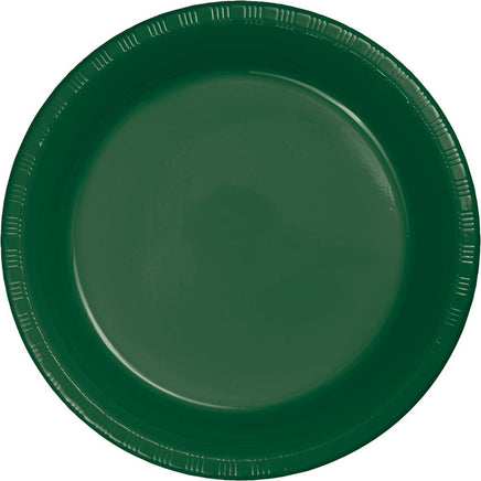 HUNTER GREEN PLASTIC DESSERT PLATES  20 CT. 