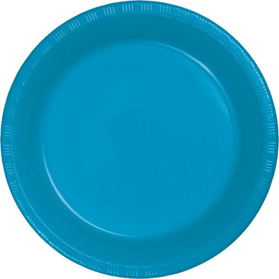 7 in. Turquoise Plastic Dessert Plates 20 ct 