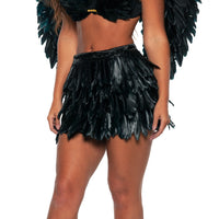 Feather Mini Skirt Set-Black