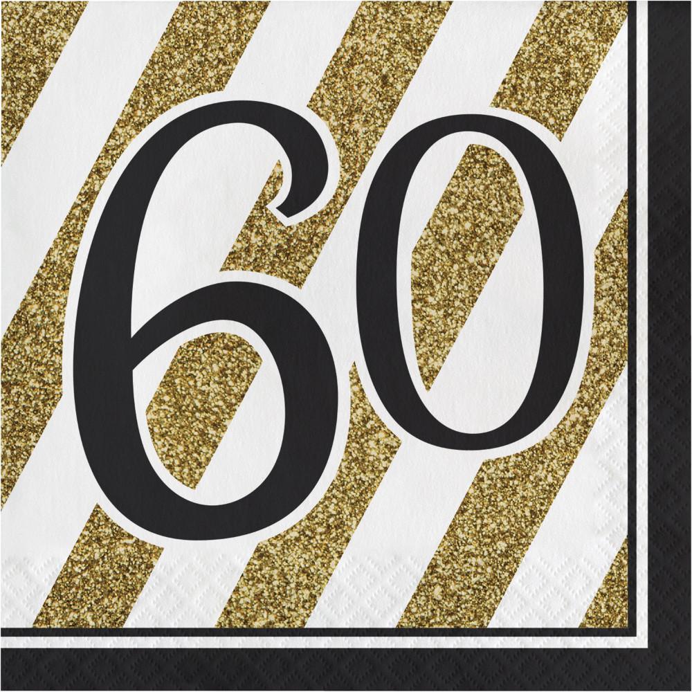 Black & Gold 60 Luncheon Napkins 16 ct.  3 ply.