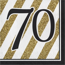 BLACK AND GOLD 70 3 PLY LUNCH NAPKINS 16CT