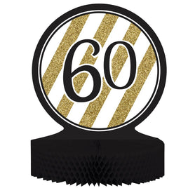Black & Gold 60 Honeycomb Centerpiece 1 ct,