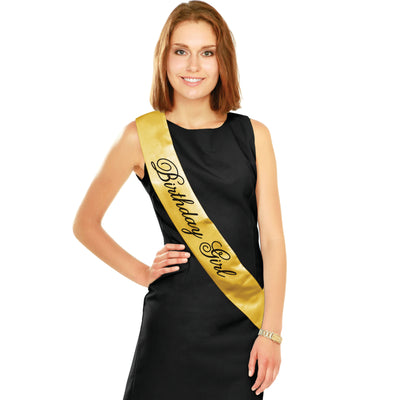 Black and Gold Birthday Girl Sash