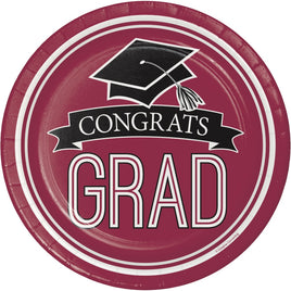 School Spirit Burgundy Dessert Paper Plates 18 ct.
