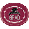 School Spirit Burgundy Oval Paper Platter 8 ct.
