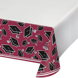 School Spirit Burgundy Plastic Tablecover 54" X 102"  1 ct.