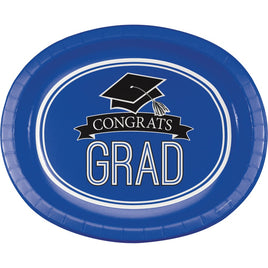 School Spirit Cobalt Oval Paper Platter 8 ct.