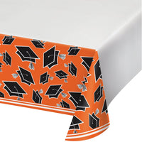 School Spirit Orange Plastic Tablecover 54" X 102"  1 ct.