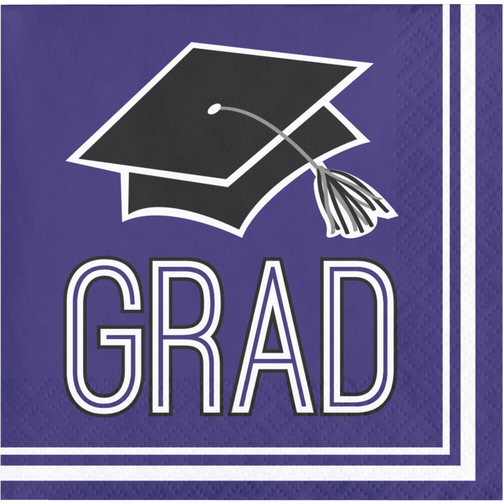 School Spirit Purple Beverage Napkins
