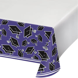 School Spirit Purple Plastic Tablecover 54" X 102"  1 ct.