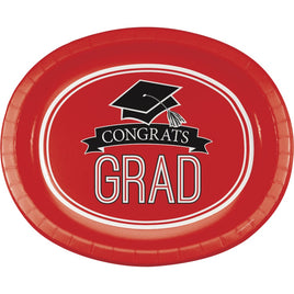 School Spirit Red Oval Paper Platter 8 ct.