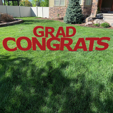 CONGRATS GRAD Red Yard Sign with half yard stakes 1 ct.