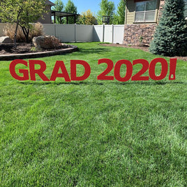 GRAD 2020! Red Yard Sign with half yard stakes 1 ct.