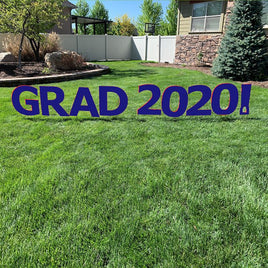 GRAD 2020! Dark Navy Blue Yard Sign with half yard stakes 1 ct.
