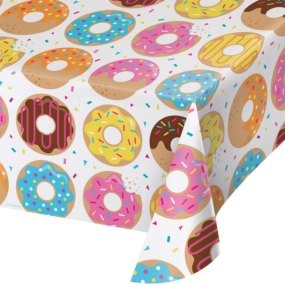 Donut Time Plastic Tablecover 54 in. X 102 in.  1 ct.