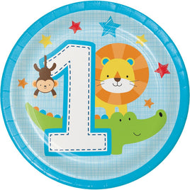 ONE IS FUN-BOY PAPER DESSERT PLATES 8 CT. 