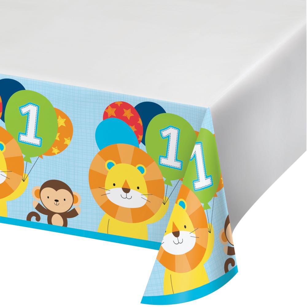 ONE IS FUN-BOY PLASTIC TABLECOVER 54in.x102in.  1 CT. 