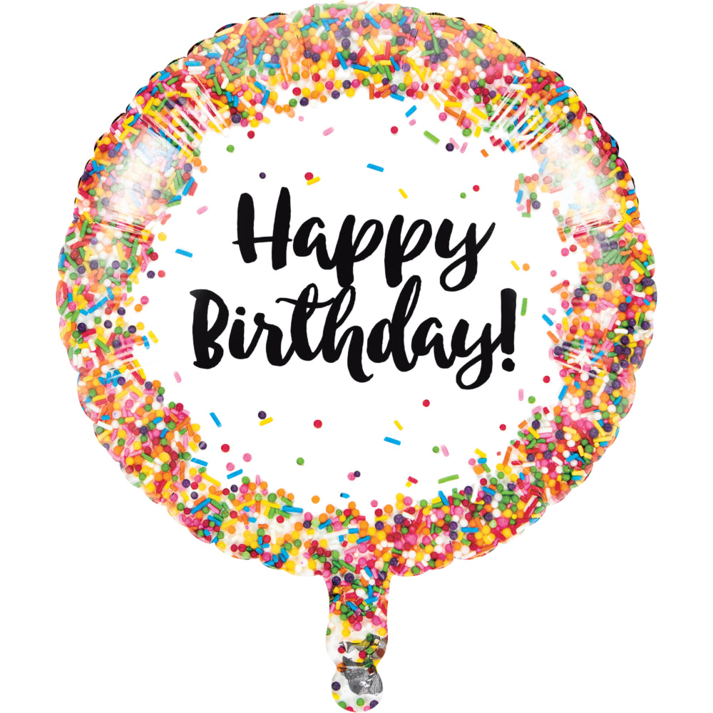 18" Happy Birthday Sprinkles Foil Balloon