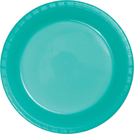 7" TEAL LAGOON PLASTIC DESSERT PLATES 24 CT.