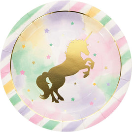 9 in. Unicorn Sparkle Foil Stamp Paper Plates 8 ct