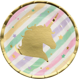 7 in. Unicorn Sparkle Foil Stamp Paper Plates 8 ct
