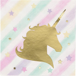 Unicorn Sparkle Foil Stamp Beverage Napkins 16 ct.