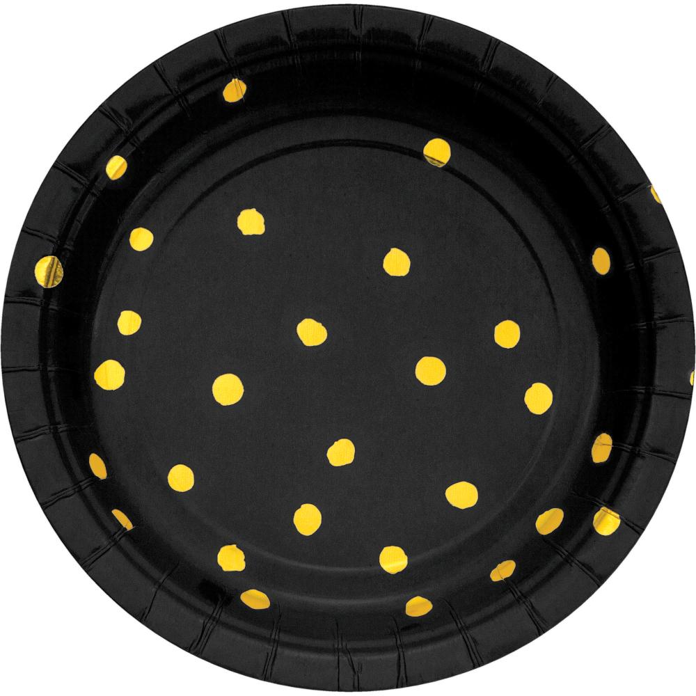 BLACK VELVET FOIL PAPER DESSERT PLATES 8 CT. 