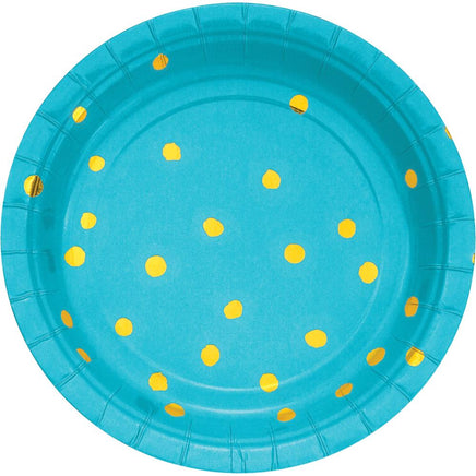 BERMUDA BLUE FOIL PAPER DESSERT PLATES 8 CT. 