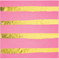 CANDY PINK 3 PLY.  FOIL STAMP LUNCH NAPKINS 16 CT. 
