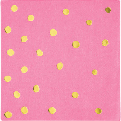 Candy Pink Foil Stamped Beverage Napkins 16 ct. 