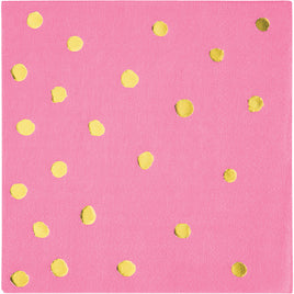 Candy Pink Foil Stamped Beverage Napkins 16 ct. 