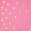 CANDY PINK 3 PLY.  FOIL STAMP BEVERAGE NAPKINS 16 CT.