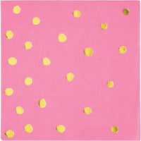 CANDY PINK 3 PLY.  FOIL STAMP BEVERAGE NAPKINS 16 CT.